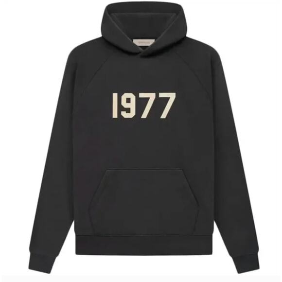 (S) NWT $280 Fear of God Essentials 1977 Hoodie Iron Black - Picture 1 of 4